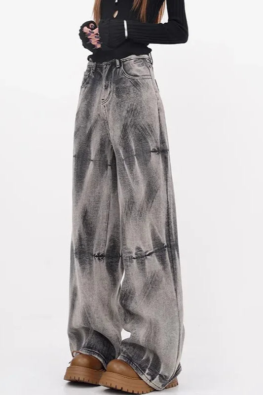 Tie-Dye Loose Straight-Leg Jeans