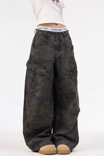 Camouflage Multi Pocket Baggy Jeans