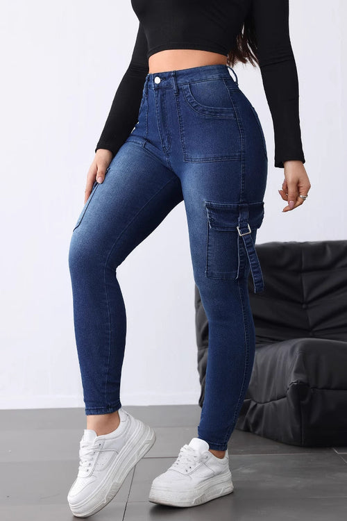 Slim Fit Stretch Flap Cargo Jeans
