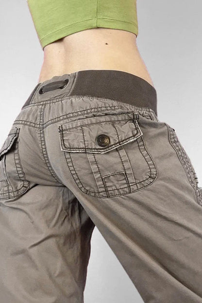 Multi Pocket Low Waist Bootcut Jeans