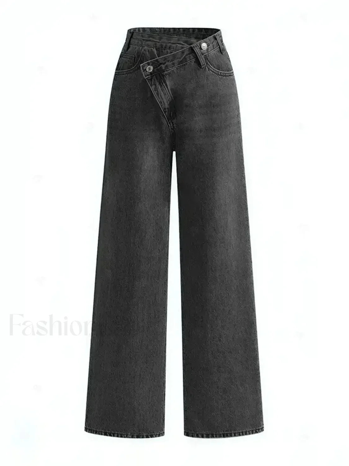 Asymmetric Waist Wide-Leg Jeans