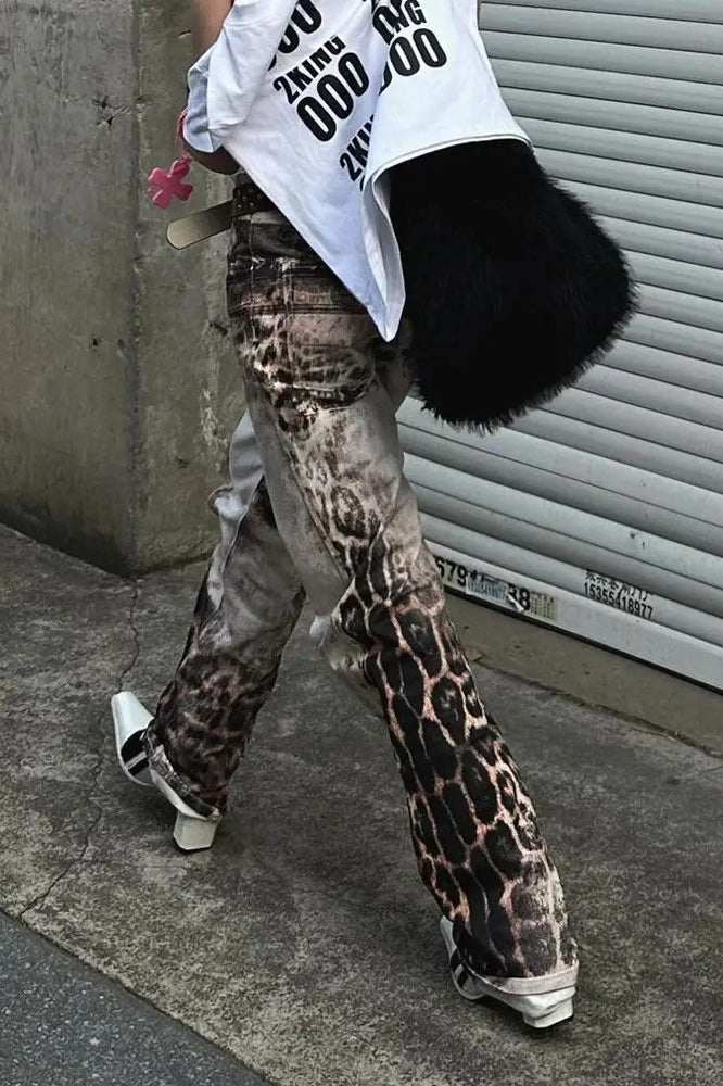Hip-Hop Leopard Baggy Jeans