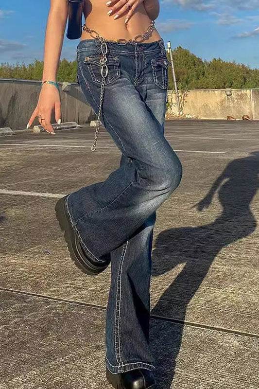 Slim Flare Multi Pocket Trendy Denim Jeans