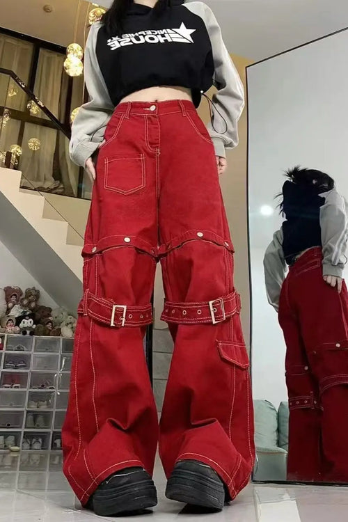 Streetwear Detachable Wide Leg Jeans