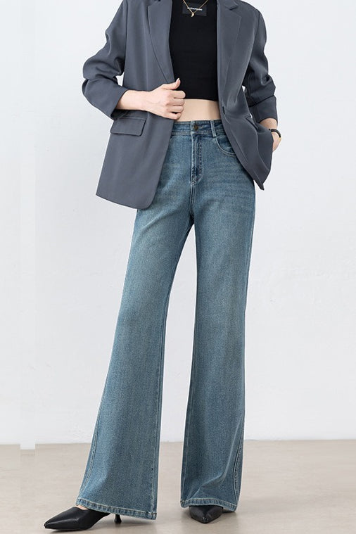 High Waist Tencel Stretch Flared Jeans