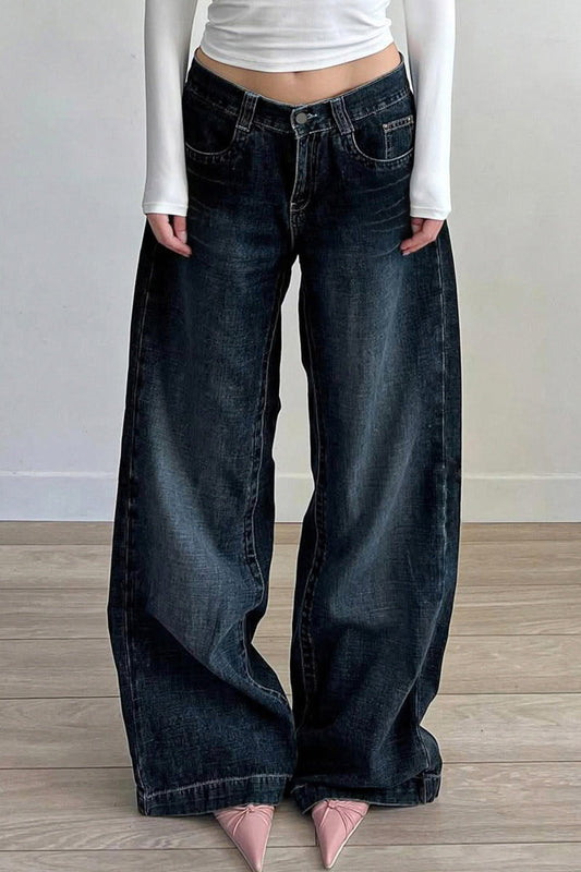 Minimal Vintage Loose Washed Black Jeans