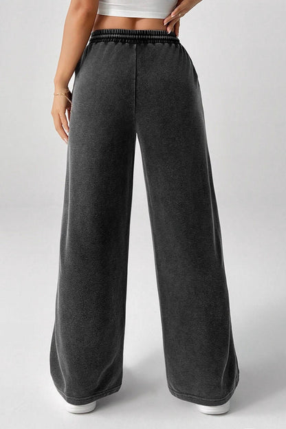 Drawstring Low Rise Washed Loose Straight Jeans