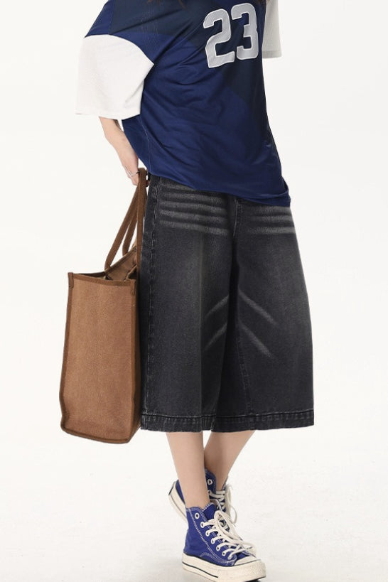 Vintage High Waist Cropped Wide Leg Jeans