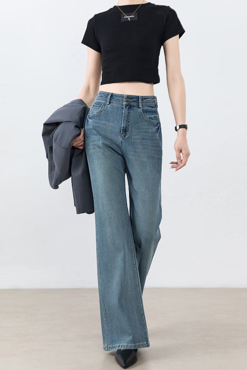 High Waist Tencel Stretch Flared Jeans