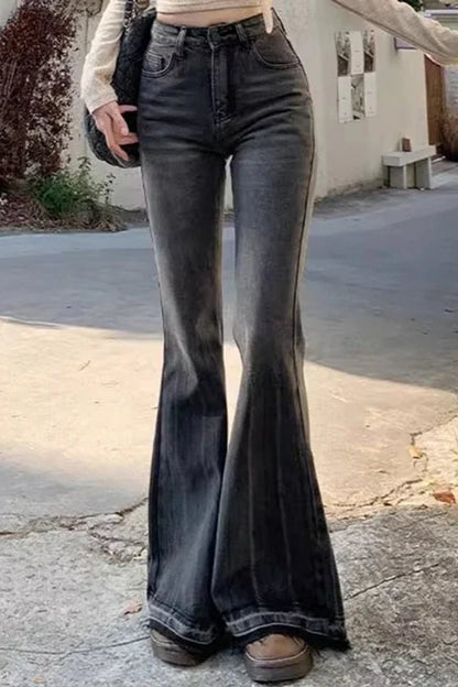 Slim Fit Elastic Bell Bottom Jeans