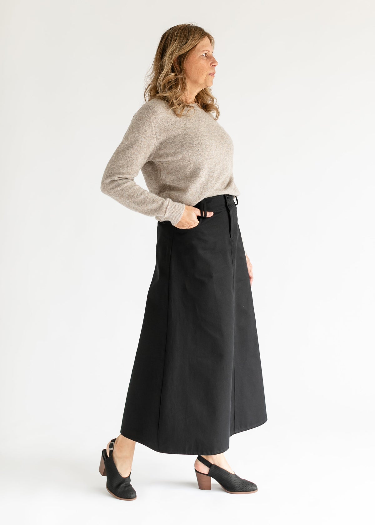 Camellia A-Line Cotton Twill Maxi Skirt - FINAL SALE