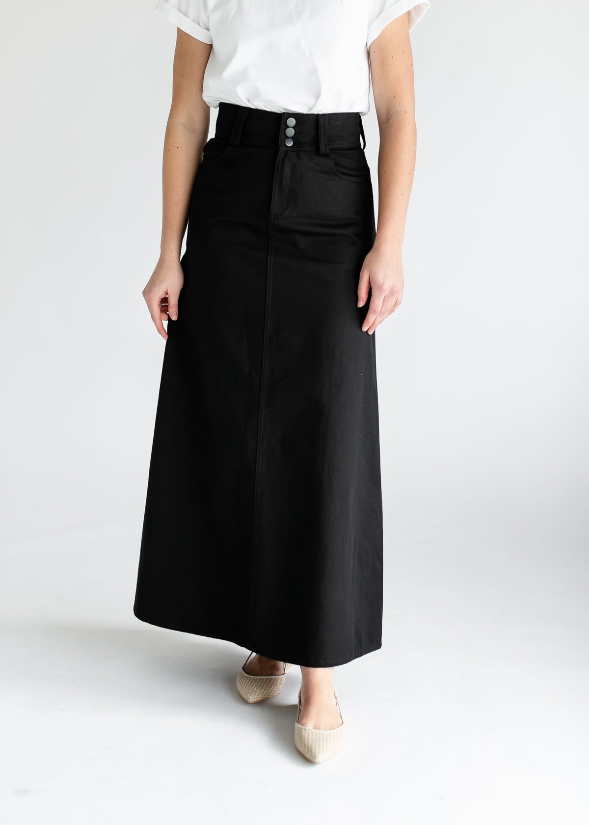 Camellia A-Line Cotton Twill Maxi Skirt - FINAL SALE