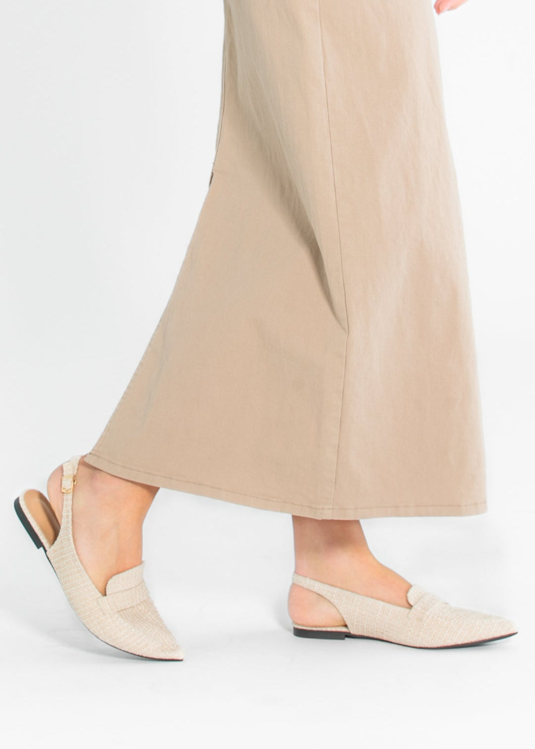 Casual Linen Pointed Toe Flat Mules - FINAL SALE