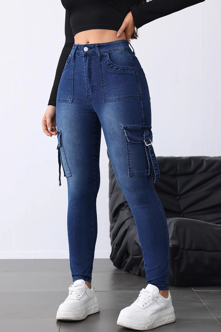 Slim Fit Stretch Flap Cargo Jeans