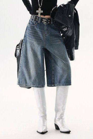 High Waist Cropped Wide Leg Vintage Jeans