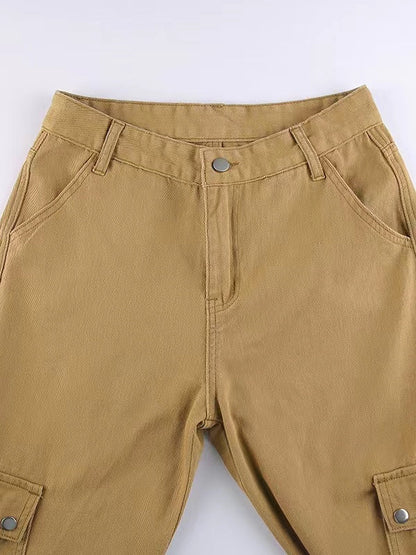 Brown Classic Vintage Cargo Jeans with Pocket