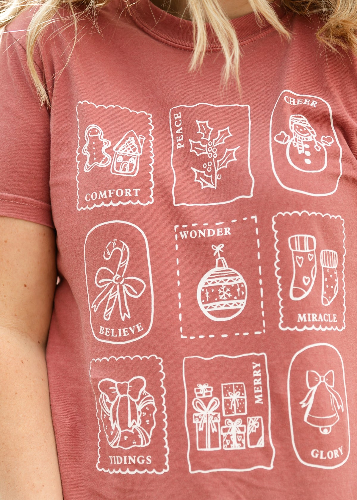 Christmas Stamps Holiday Graphic T-Shirt - FINAL SALE