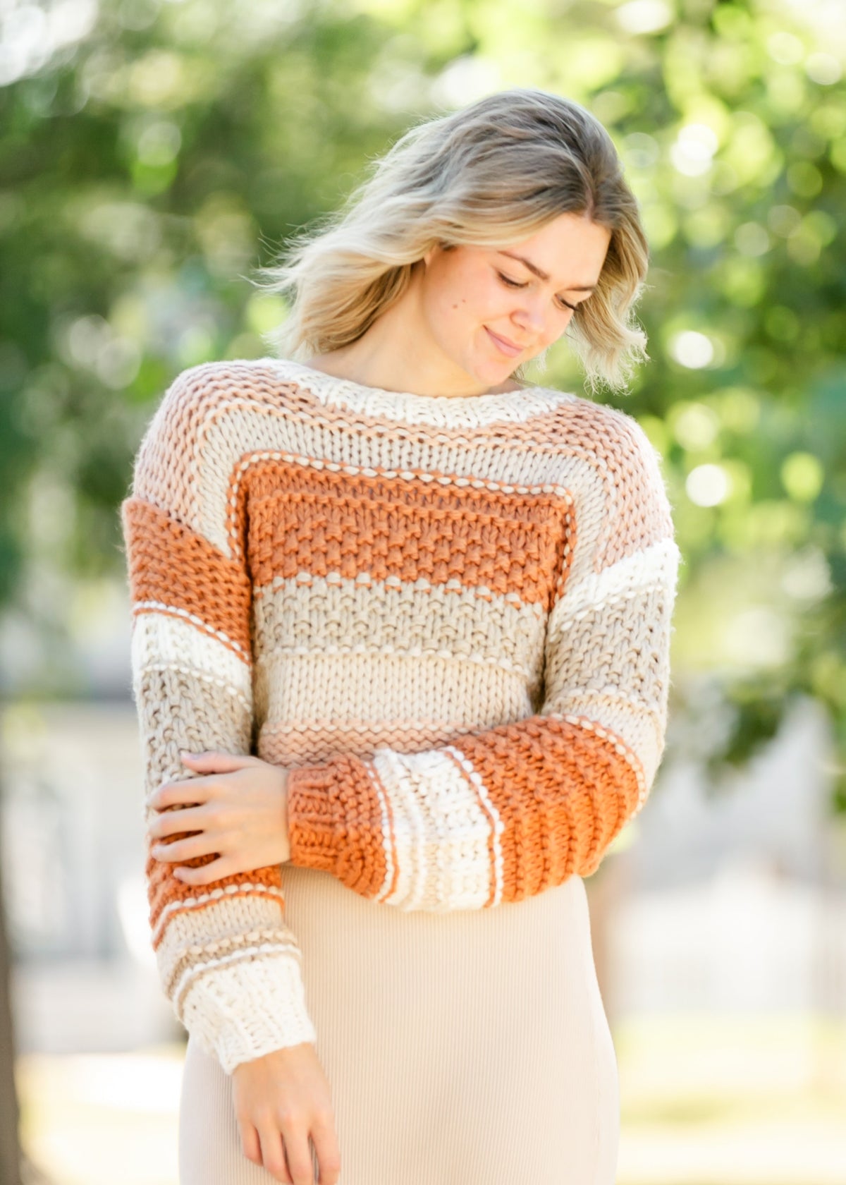 Chunky Knit Striped Crewneck Sweater - FINAL SALE