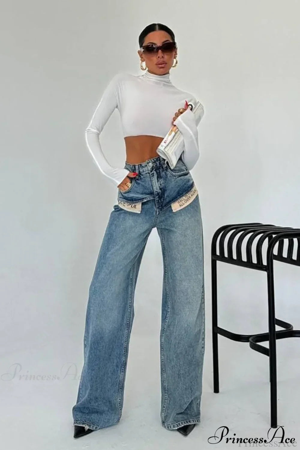 Cool High Waist Slimming Straight Wide Leg Jeans