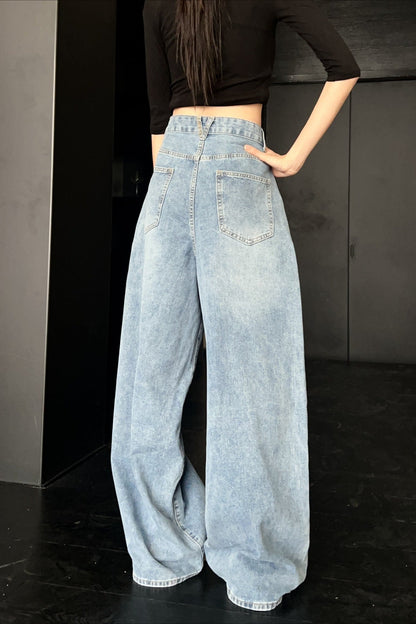 Light Wash Embroidered Baggy Jeans