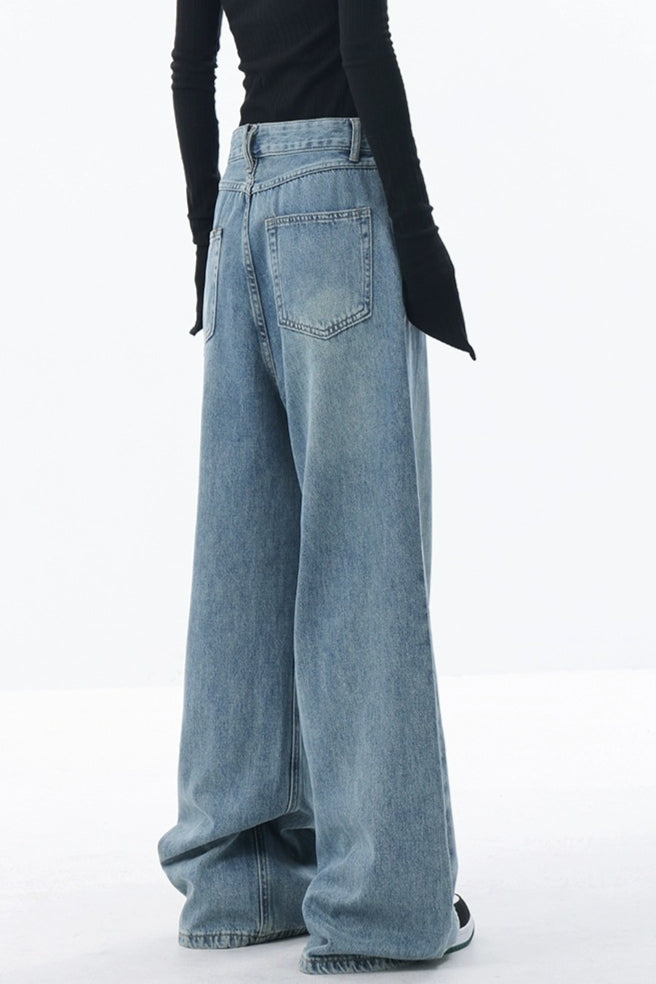 High Rise Embroidered Wide Leg Jeans