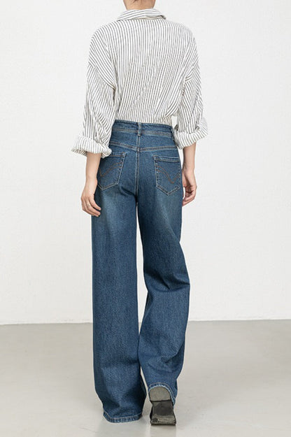 High Waist Stretch Floral Flare Jeans