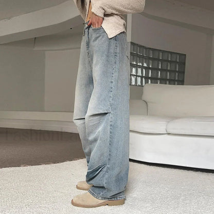 Denim Blue Graceful Baggy Boyfriend Jeans