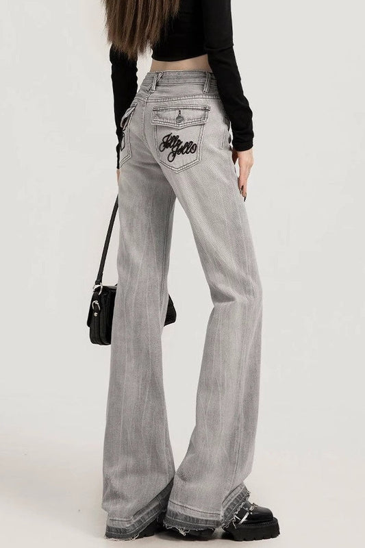 Smoky Gray Slim Bootcut Versatile Jeans