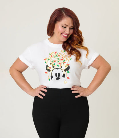 Disney Holiday Collection by Unique Vintage White Mickey Holiday Unisex Graphic Tee