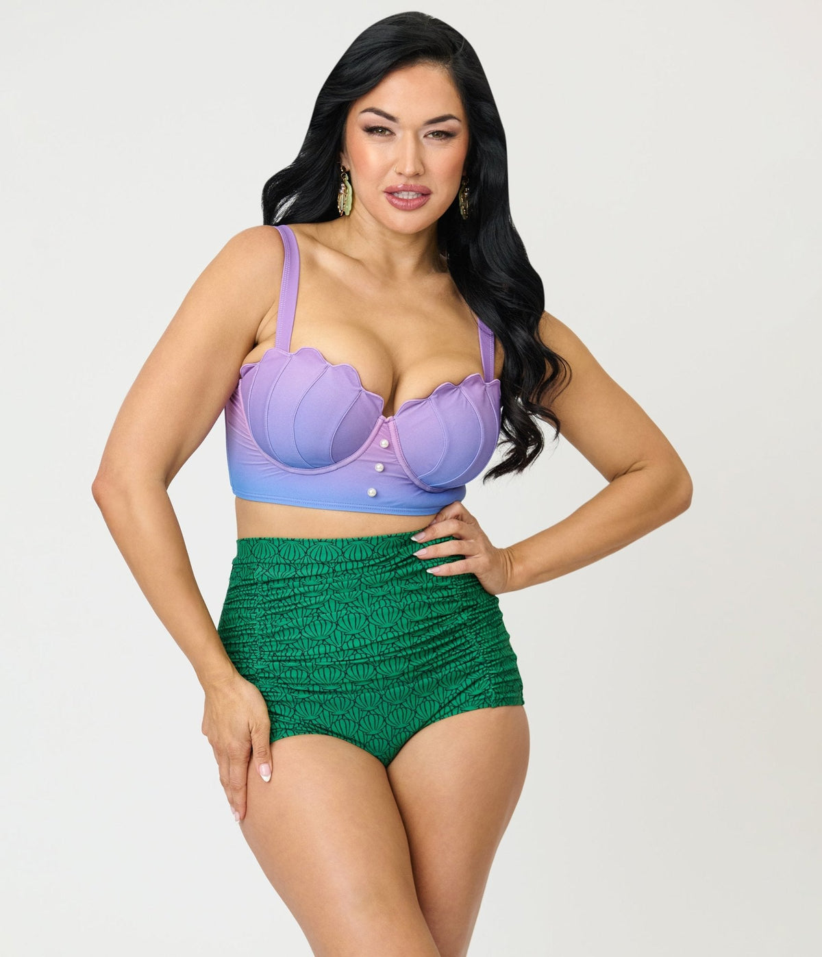 Disney Princess Collection by Unique Vintage Green Ariel Shell Monroe Swim Bottom