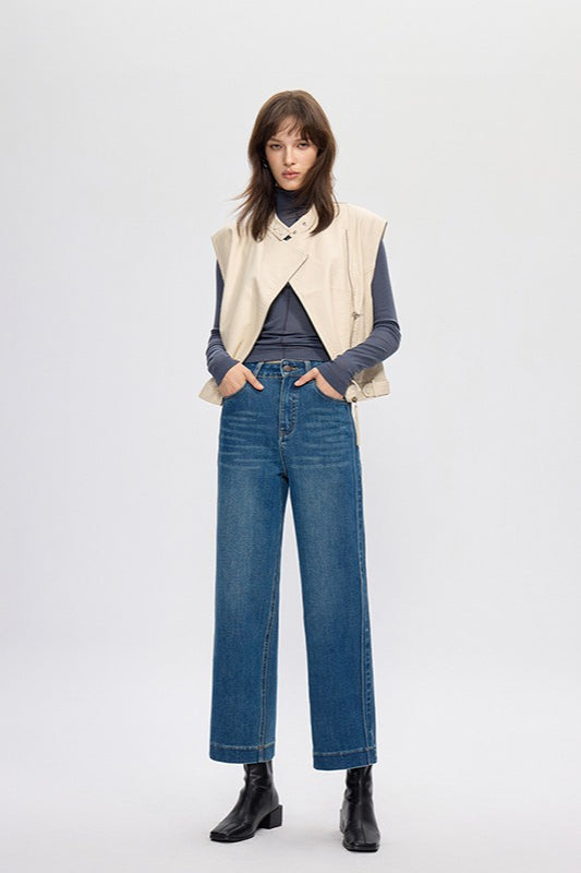 Four Way Stretch Cropped Straight Jeans