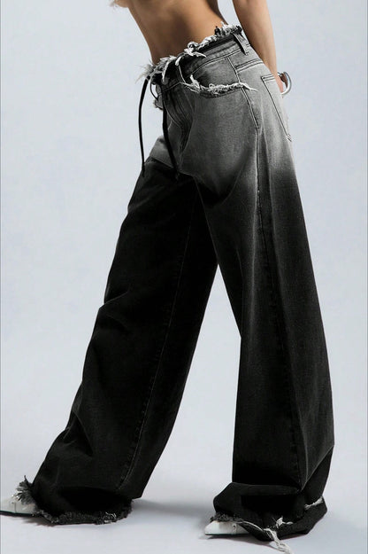 Ombre Low Rise Straight Leg Jeans
