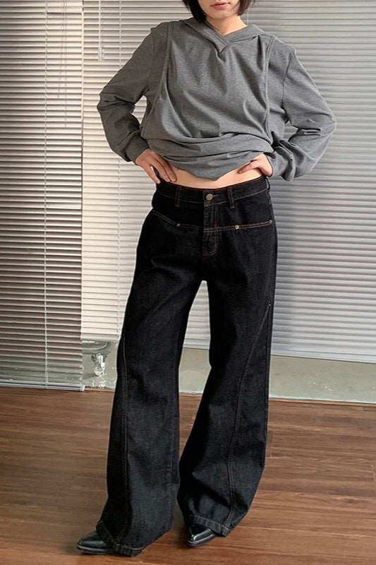 High Waist Straight Leg Denim Jeans