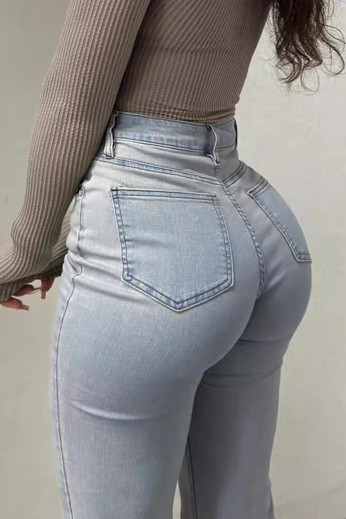 Chic High Waist Stretch Bootcut Jeans