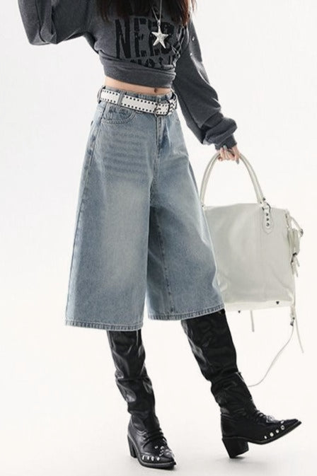 High Waist Cropped Wide Leg Vintage Jeans