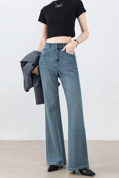 High Waist Tencel Stretch Flared Jeans