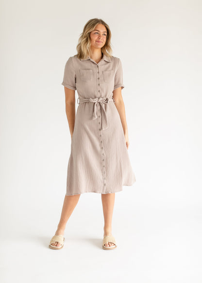 Essential Gauze Shirt Dress - FINAL SALE