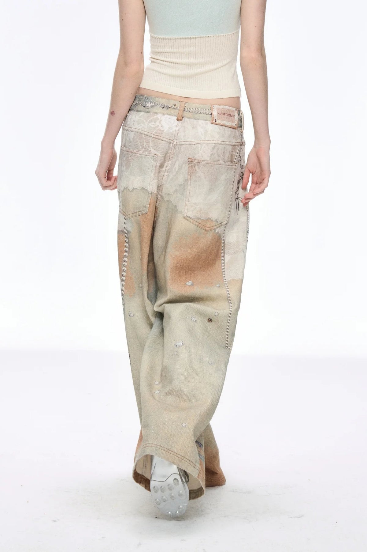 Tie Dye Baggy Wide Leg Denim Jeans