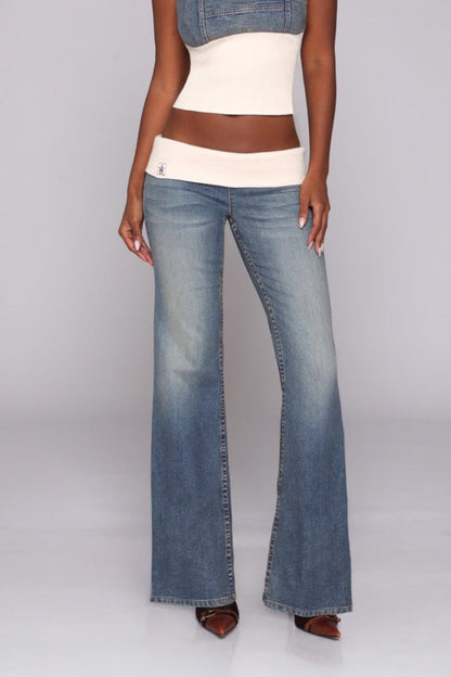 Y2K Elastic Low Rise Flare Jeans