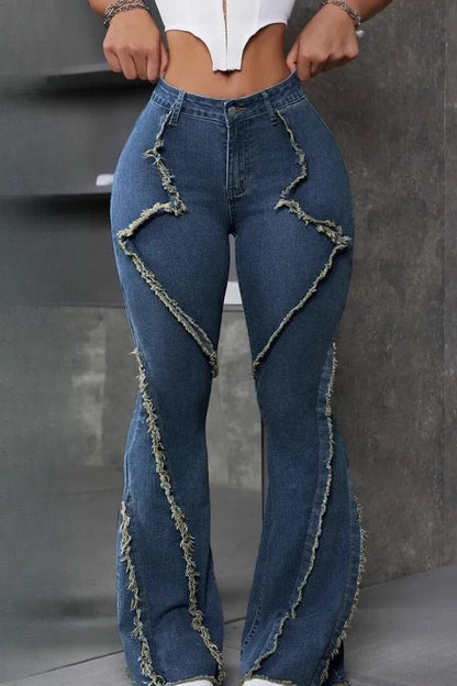 Wide Leg Cargo Multi Pocket Denim Jeans