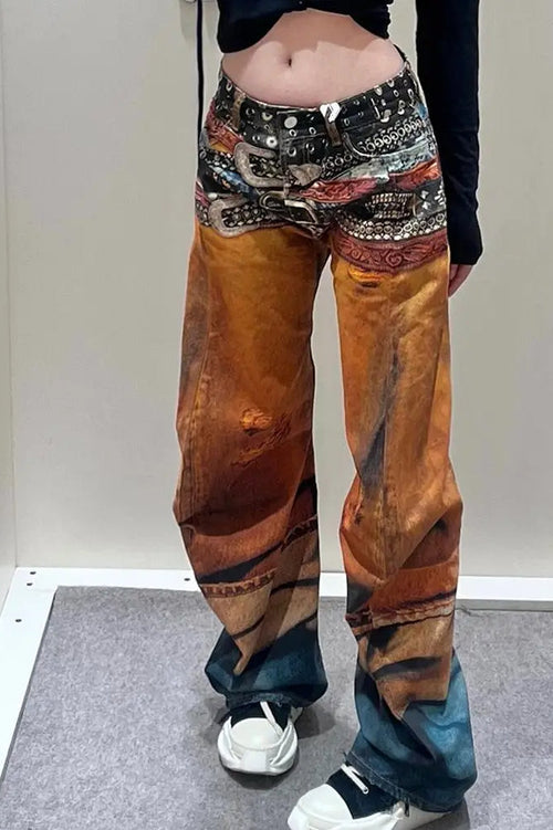 Street Style Abstract Gradient Jeans