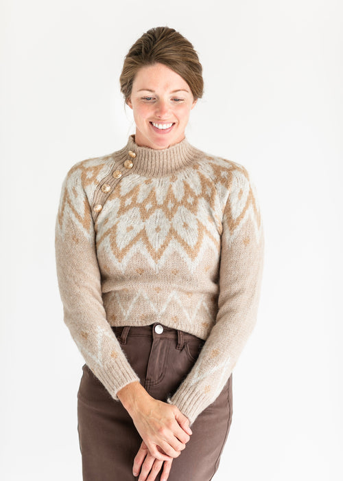 Fair Isle Knit Gold Button Sweater - FINAL SALE