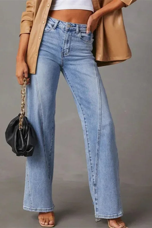 Loose Patchwork Wide Leg Jeans