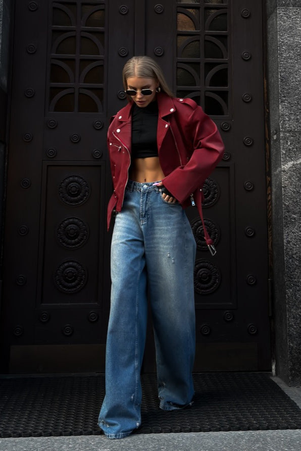Washed Low Waist Straight Leg Jeans