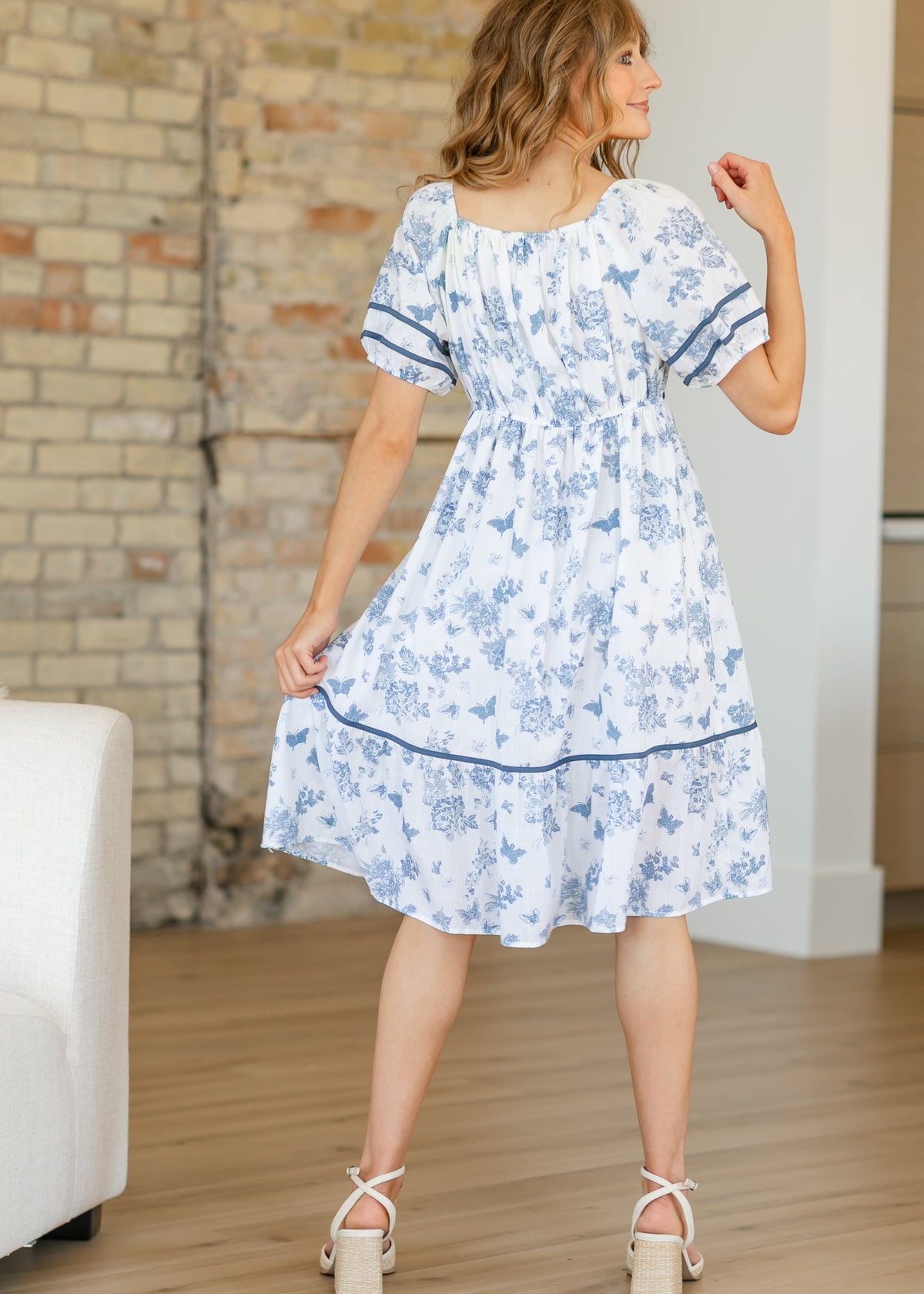 Floral Bubble Sleeve Midi Dress - FINAL SALE