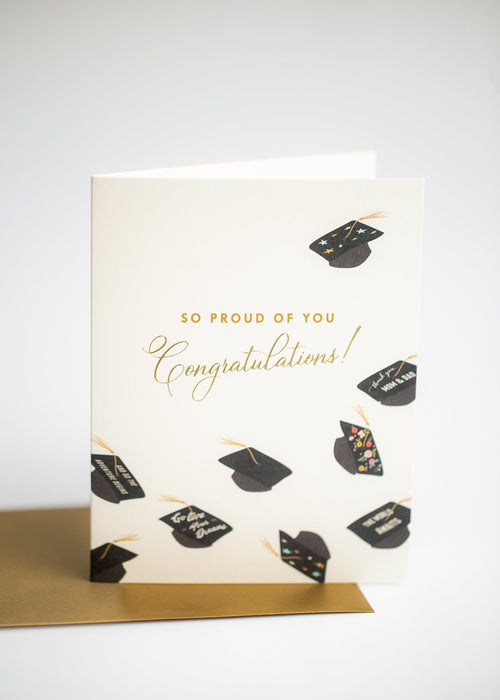 Flying Hats Graduation Greeting Card - FINAL SALE