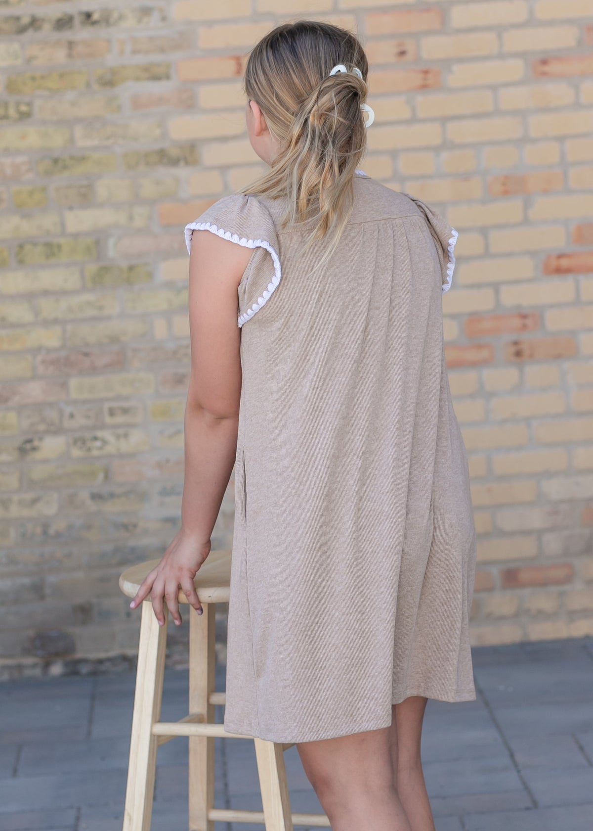 Girl's Crochet Contrast Stitched Knit Dress