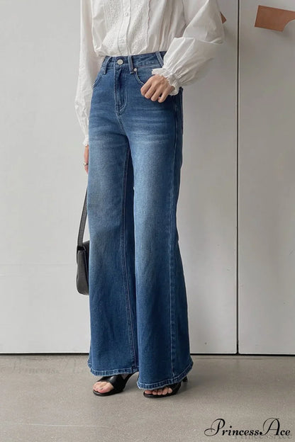 High Waist Solid Color Bootcut Jeans