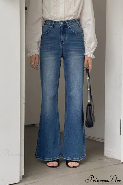 High Waist Solid Color Bootcut Jeans