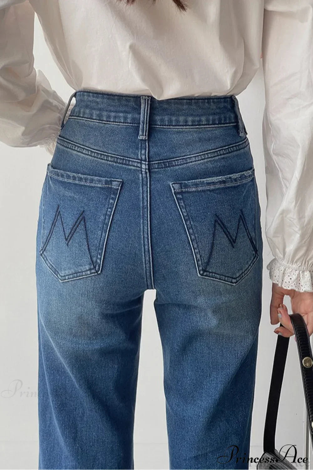 High Waist Solid Color Bootcut Jeans